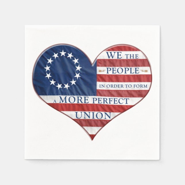 Serviette En Papier Nous Le Peuple Le Coeur Du Drapeau Américain (Devant)