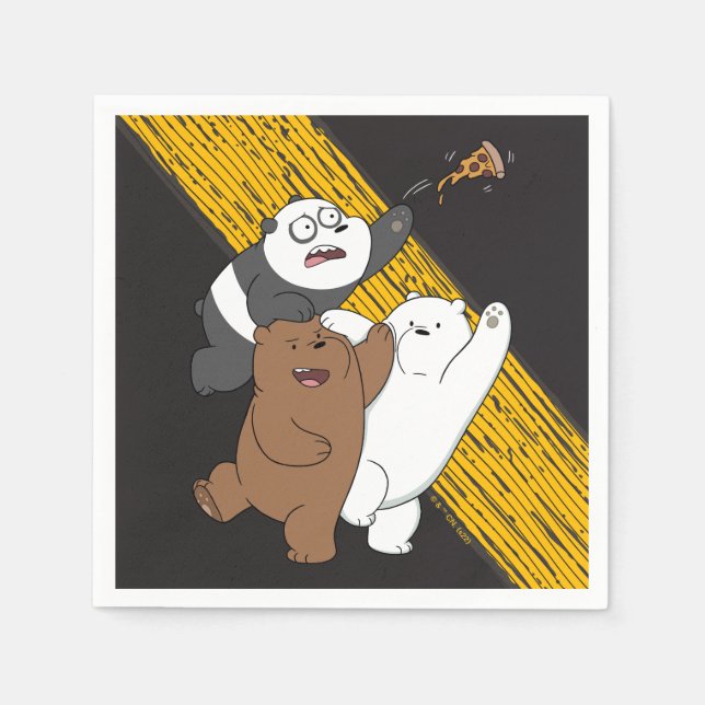 Serviette En Papier Nous Ours Nus - Dernière tranche de pizza (Devant)