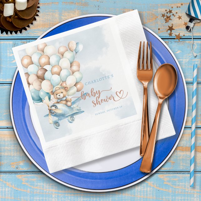 Serviette En Papier Nous pouvons à peine attendre la Baby Shower Ourso (We can bearly wait baby shower paper napkins, baby shower decor,)