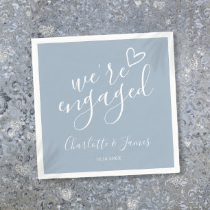 Serviette En Papier Nous sommes Engaged Engagement Party Dusty Blue
