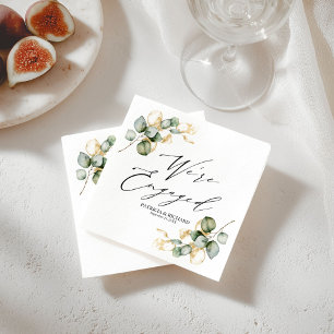 Serviette En Papier Nous sommes Engaged Gold Greenery Fiançailles