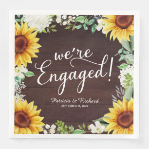 Serviette En Papier Nous sommes engagés Rustic Sunflowers Engagement P
