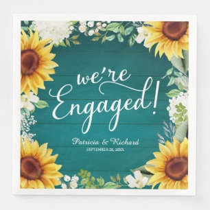 Serviette En Papier Nous sommes engagés Rustic Sunflowers Engagement P