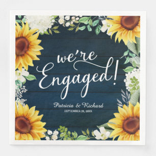 Serviette En Papier Nous sommes engagés Rustic Sunflowers Engagement P