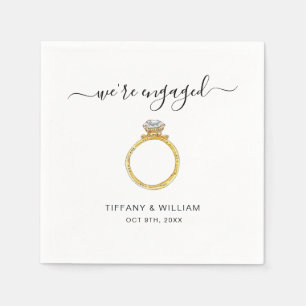 Serviette En Papier Nous sommes fiancés Élégant bague de fiançailles f
