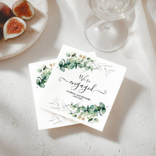 Serviette En Papier Nous sommes fiancés Greenery Or Engagement
