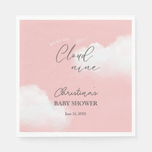 Serviette En Papier Nous sommes sur Cloud 9 Baby shower fille rose