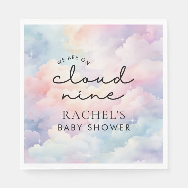 Serviette En Papier Nous sommes sur Cloud 9 Dreamy Pastel Baby shower (Devant)