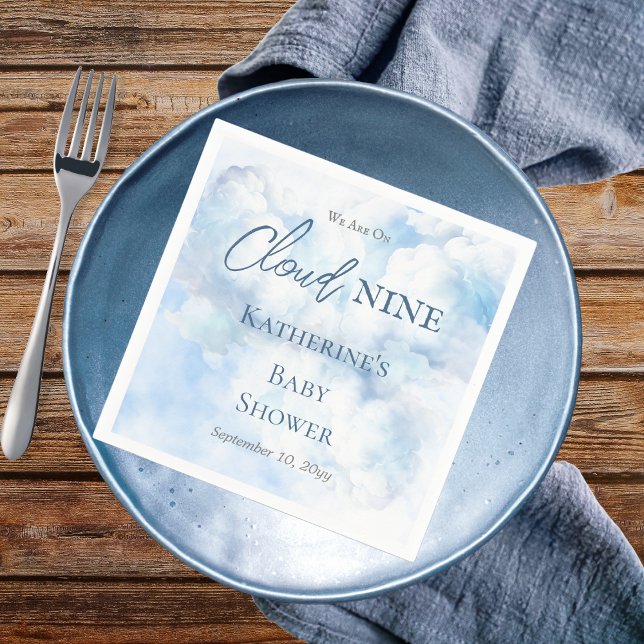 Serviette En Papier Nous Sommes Sur Cloud Neuf Blue Boy Baby shower ("We Are On Cloud Nine"  Blue Boy Baby Shower Paper Napkins)