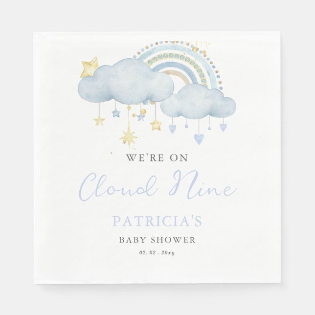 Serviette En Papier Nous sommes sur Cloud Nine Boy Baby shower (Devant)
