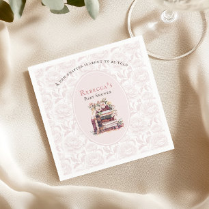 Serviette En Papier Nouveau chapitre vieux livres baby shower rose pâl
