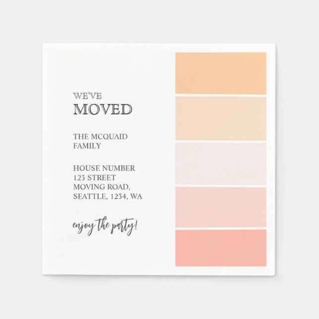 Serviette En Papier Nouveau domicile faire-part de pêche rose (Devant)