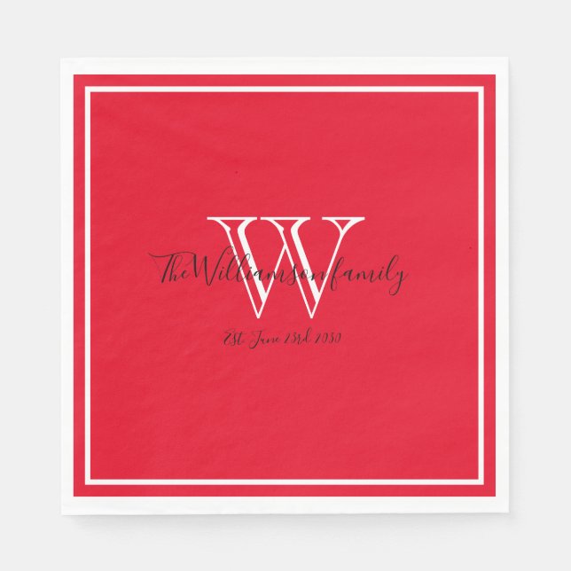 Serviette En Papier Nouveau-mariés Cadeau Monogramme Nom Script Papier (Devant)