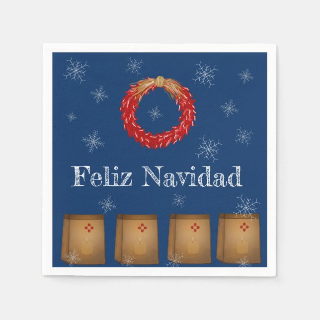 Serviette En Papier Nouveau-Mexique Luminarias Farolitos Zia Red Chili (Devant)