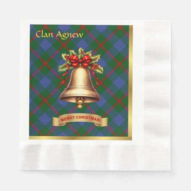 Serviette En Papier Nouveau Noël Tartan personnalisé (Devant)