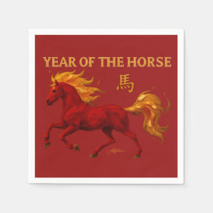 Serviette En Papier Nouvel An Chinois du zodiaque 2026 Cheval de Feu Y