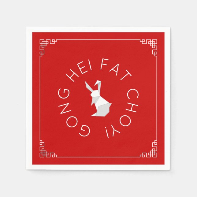 Serviette En Papier Nouvel An chinois Origami Lapin serviettes (Devant)