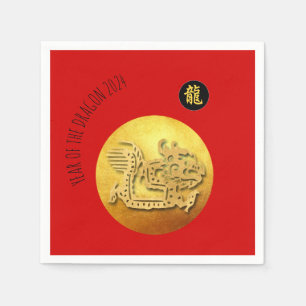 Serviette En Papier Nouvel an chinois Red Golden Dragon 2024 PN