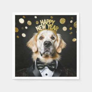 Serviette En Papier Nouvel an Golden Retriever dans Tuxedo