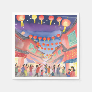Serviette En Papier Nouvel An lunaire chinois Aquarelle de célébrati