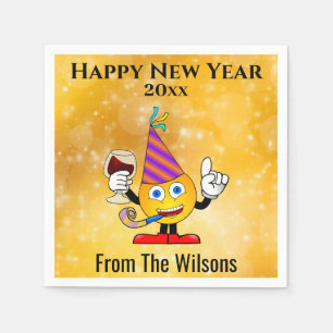 Serviette En Papier Nouvel An Sove Party Gold Cute Happy Emoji