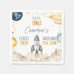Serviette En Papier Nouvel anniversaire du garçon spatial