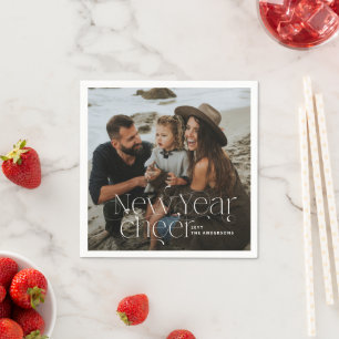 Serviette En Papier Nouvelle année Photo élégante Art Déco typographie