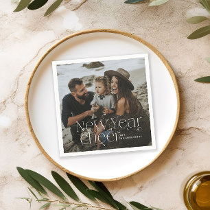 Serviette En Papier Nouvelle année Photo élégante Art Déco typographie