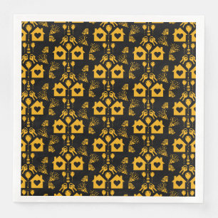 Serviette En Papier Nouvelle Maison Chauffe Maison Jaune Sur Noir