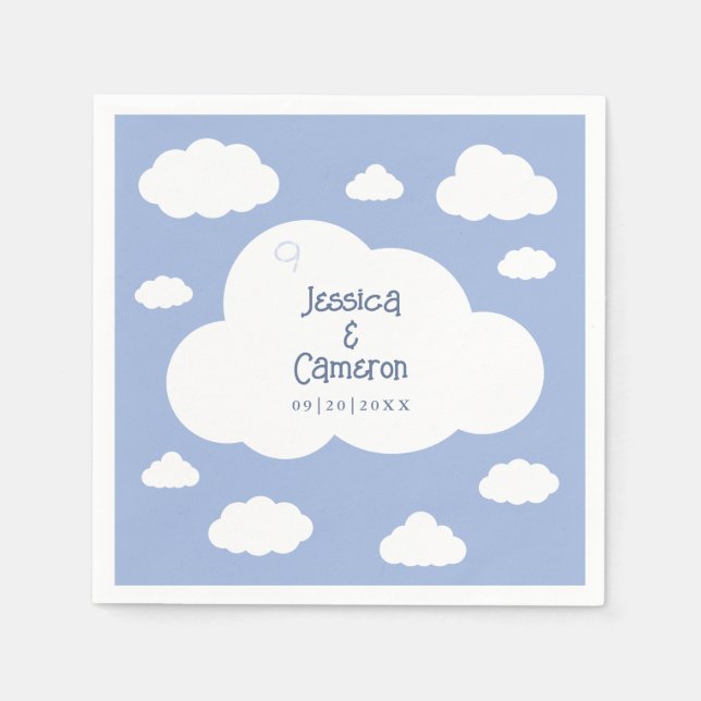 Serviette En Papier Nuage Neuf 9 Cute Whimsical Wedimsical Party Perso (Devant)
