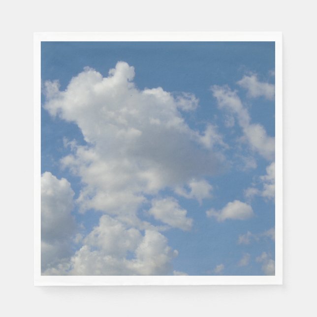 Serviette En Papier Nuages blancs/gris et Napkin bleu ciel (Devant)