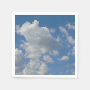 Serviette En Papier Nuages blancs/gris et Napkin bleu ciel