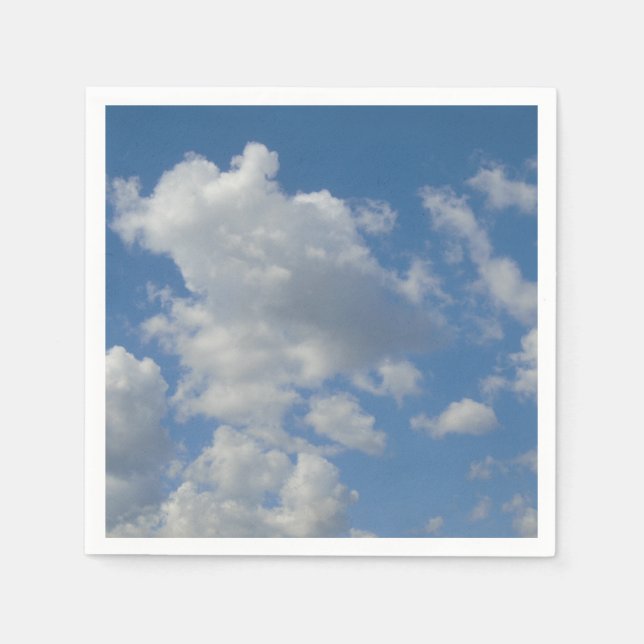 Serviette En Papier Nuages blancs/gris et Napkin bleu ciel (Devant)