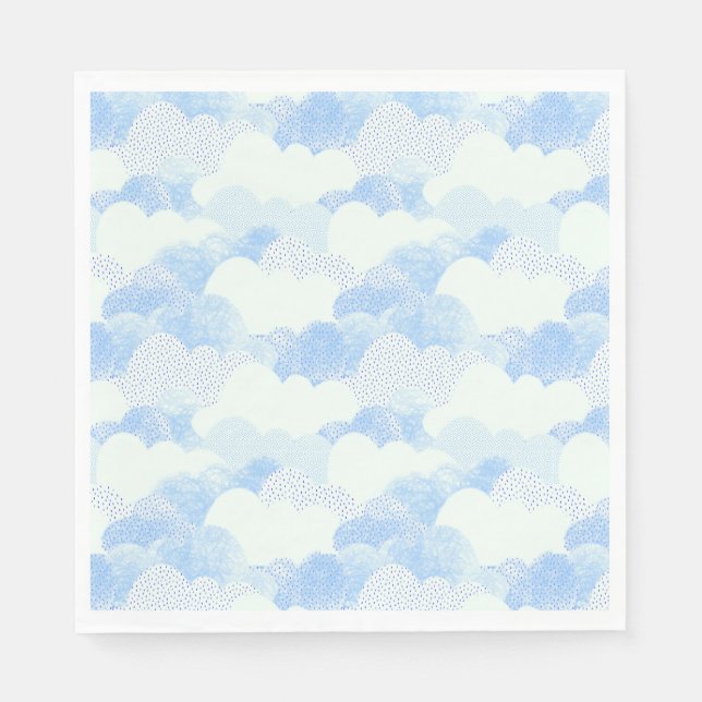 Serviette En Papier Nuages de pluie à pointes bleues (Devant)