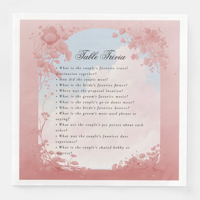 Serviette En Papier Nuages de rêve rose floral Love story (Devant)