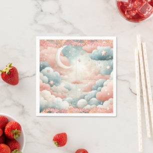 Serviette En Papier Nuages d'ours en peluche et carte de sièges de lun