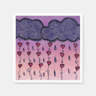 Serviette En Papier Nuages mignons, coeurs et gouttes de pluie