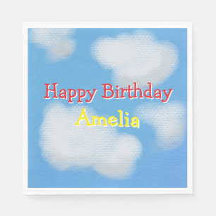Serviette En Papier Nuages moelleux mignons Anniversaire