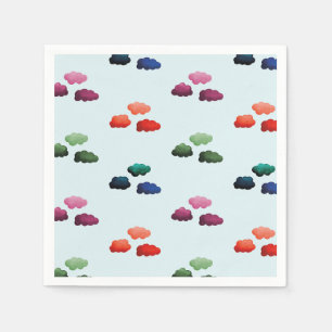 Serviette En Papier Nuages multicolores à l'aquarelle