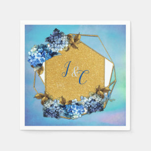 Serviette En Papier Nuances d'aquarelle bleue Hydrangeas