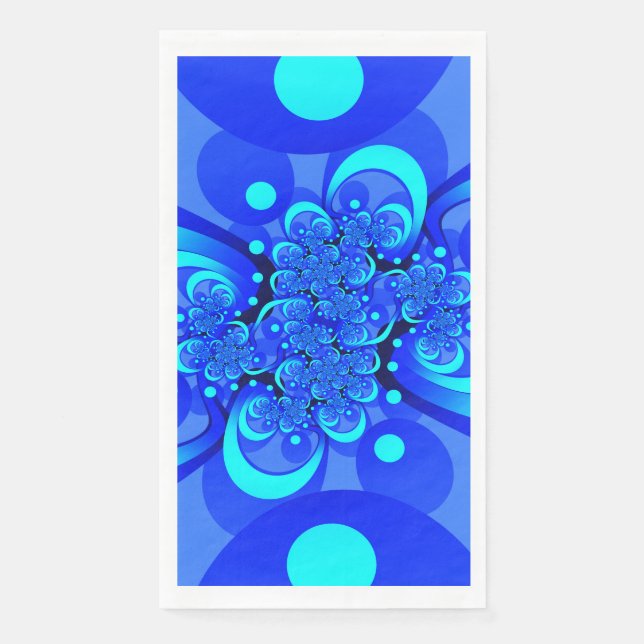 Serviette En Papier Nuances de bleu moderne art fractal Abstrait (Devant)