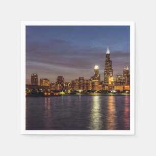 Serviette En Papier Nuit Cityscape de Chicago