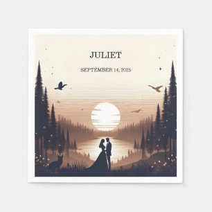 Serviette En Papier Nuit coucher de soleil Lune Nuage Twilight Fête de