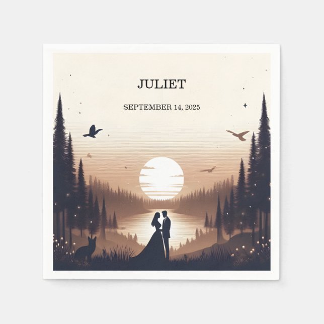 Serviette En Papier Nuit coucher de soleil Lune Nuage Twilight Fête de (Devant)