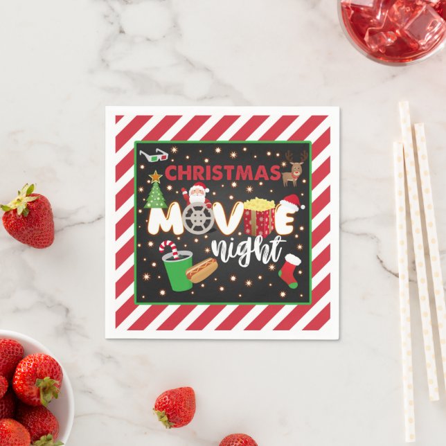 Serviette En Papier Nuit de cinéma de Noël Napkin (En situation)
