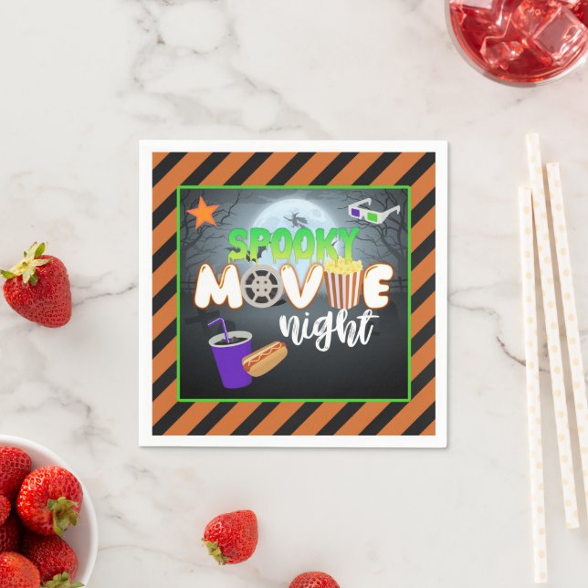 Serviette En Papier Nuit de cinéma éffrayante Napkin (En situation)