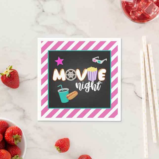 Serviette En Papier Nuit de cinéma Napkin - Fille (En situation)