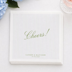 Serviette En Papier Nuit de Noces aux Rayures Bleu Clair Citron Vert C