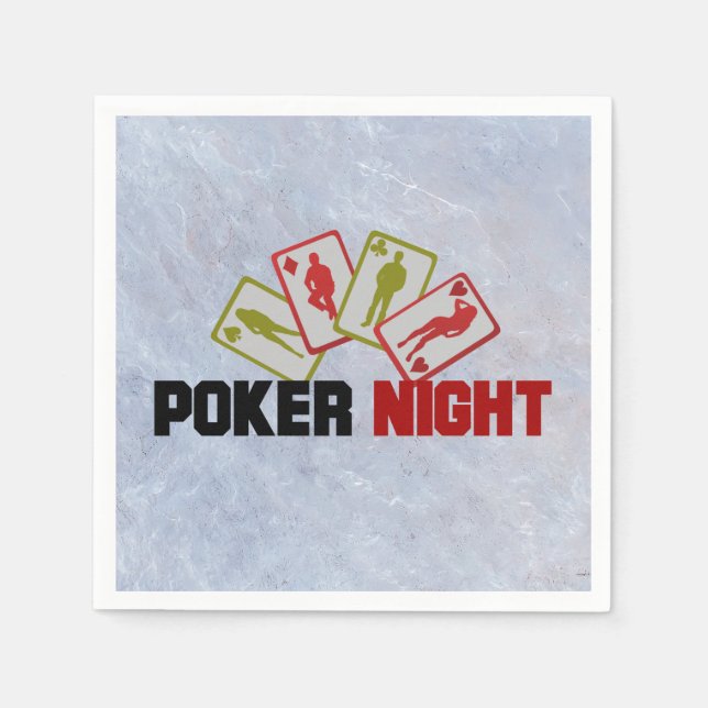 Serviette En Papier Nuit de poker avec cartes à jouer (Devant)