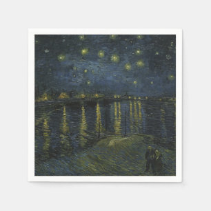 Serviette En Papier Nuit étoilée sur le Rhône, peinture à l'huile Van